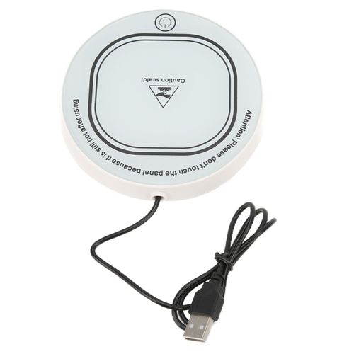 Chauffe-tasse intelligent USB a temperature constante, tapis chauffant pour cafe, lait, the, blanc