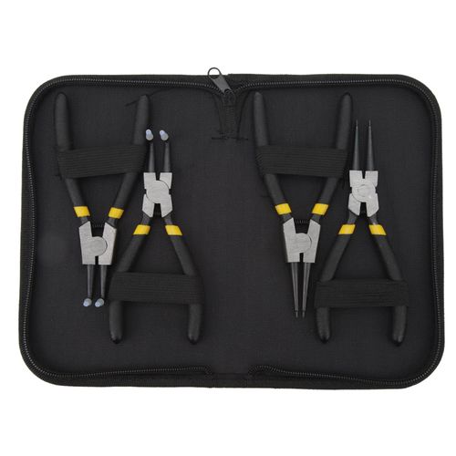 Lot de 4 pinces a circlips en acier, poignee recouverte de plastique, outil manuel anti-oxydation (double section noire 6 pouces)