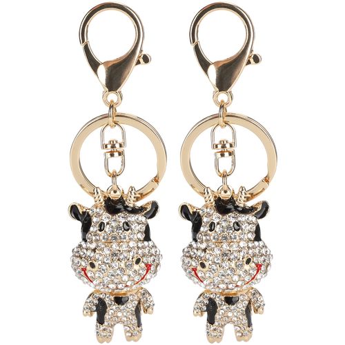 Lot De 2 Porte-Cles Fantaisie En Forme De Vache, Decoration Pour Sac, Sac A Main, Accessoires D'interieur De Voiture, Noir