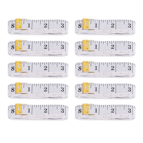 Lot de 10 rubans de mesure flexibles a double echelle, 2 x 300 cm, pour mesurer le poids et la silhouette, blancs