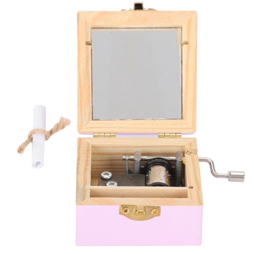 Boite a musique Boutique Cadeau Artisanat Decoration de bureau Ornements Bois de pin Manivelle Rose