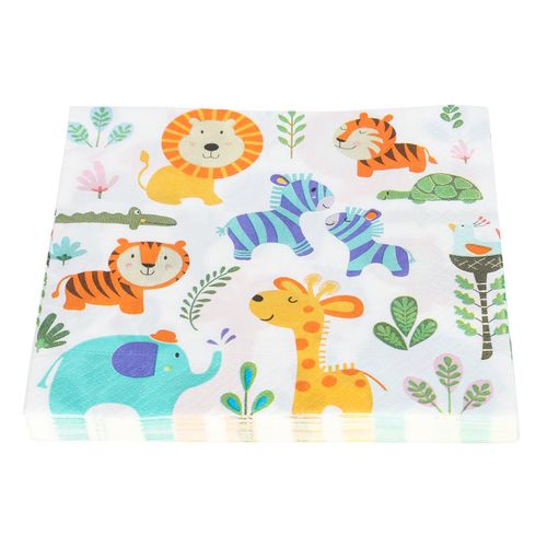 Serviettes De Table Jetables En Papier Motif Animaux De Dessin Anime Pour Fete D'anniversaire