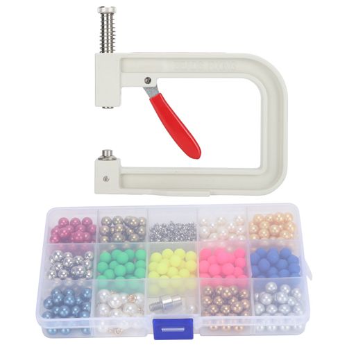 Perle Coloree Non Poreuse De 8 Mm A Faire Soi-Meme, Decoration De Bagages Et De Vetements Avec Presse Manuelle Kq-012