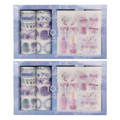 Ensemble De 2 Autocollants Et Ruban Adhesif, Serie Aquarelle, Pour Albums Photo, Scrapbooking, Blocs-Notes