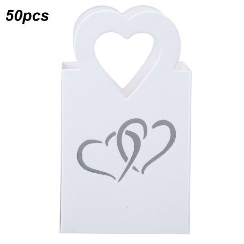 Sac a bonbons retro pliable, petite boite a bijoux avec corde de chanvre, pour Noel/mariage, blanc