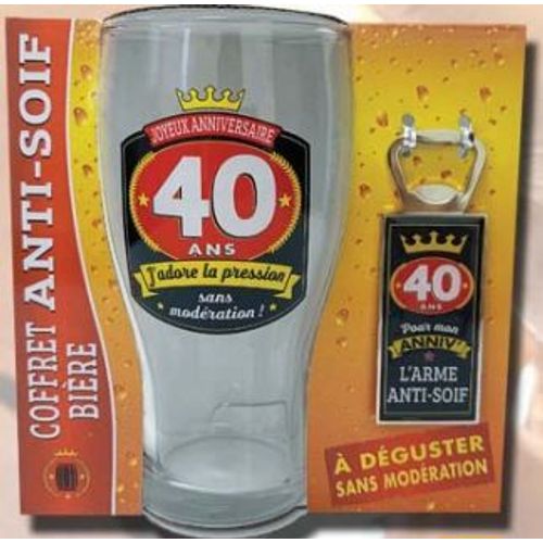 Coffret Verre Biere Et Decapsuleur 40 Ans