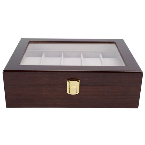 Boite a montres en bois delicat, 10 compartiments, etui de luxe pour bijoux, presentoir de rangement