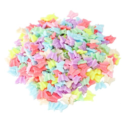Lot de 300 perles papillon en plastique pour enfants, accessoires de bijouterie, materiel de fabrication artisanale