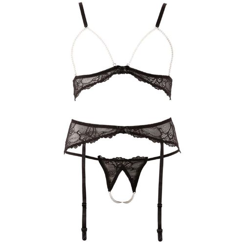 Soutien-Gorge Et String Avec Perles - Noir - Taille L
