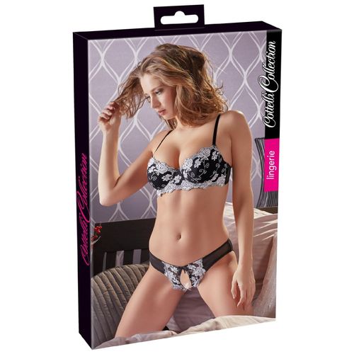 Ensemble Lingerie Soutien-Gorge Et Culotte - Noir Blanc - 100c L
