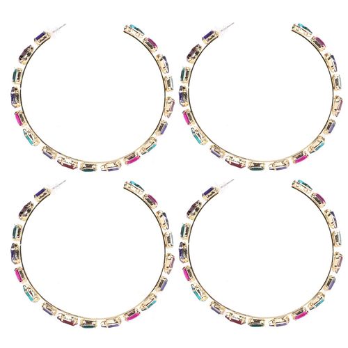 Lot De 2 Paires De Boucles D'oreilles Pendantes Geometriques En Diamant, Accessoires De Mode Assortis