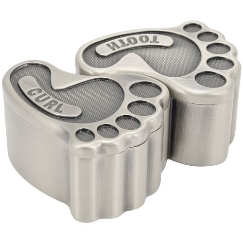 Boite de rangement en metal en forme de pied, porte-dents de bebe avec 2 couvercles, pour la croissance des enfants, cadeau commemoratif, collection de bijoux (boite ancienne)