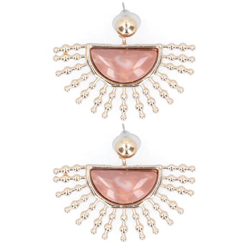 Paire De Boucles D'oreilles Pendantes Simples Et Tendance, En Alliage, Forme Geometrique, Demi-Cercle, Pendentif, Bijoux, Cadeau, Marron Clair