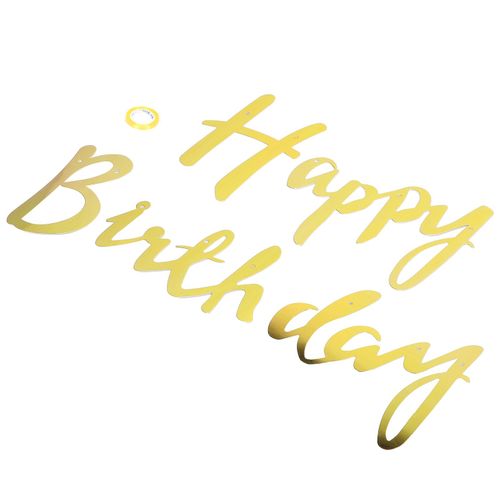 Banniere ??Joyeux anniversaire?? a suspendre au mur, decoration en papier, fournitures de fete avec ficelle doree
