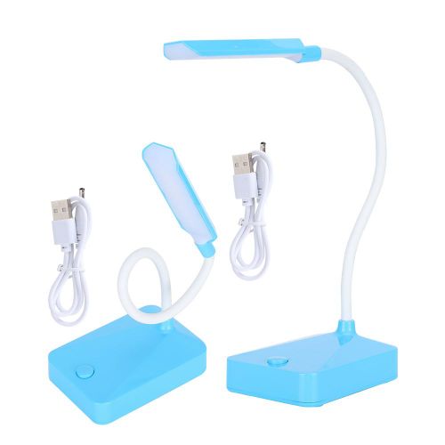 Lot de 2 lampes de bureau LED bleues flexibles a col de cygne, pliables, universelles, pour la maison et le bureau
