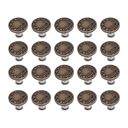 Lot de 20 boutons retractables en metal bronze, durables et reglables, avec fente pour carte, pour jupes, chaussures de poupees