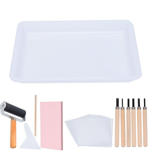 Kit de sculpture en caoutchouc, ensemble de fabrication de tampons en bloc, gravure, impression, artisanat avec outils de decoupe