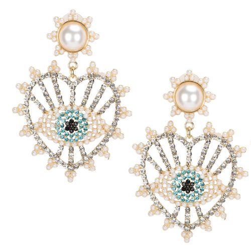 Boucles D'oreilles Pendantes En Alliage, Diamants, Perles Et Oil, Style Boheme