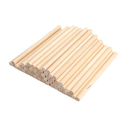 Lot de 50 tiges de cheville lisses, sures, durables, robustes, propres, larges applications, batons de bois dur non finis