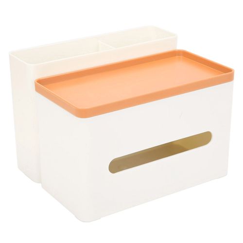 Boite a mouchoirs multifonctionnelle en plastique, support de rangement pour telecommande, pour salle de bain, chambre, cuisine, bureau, jaune