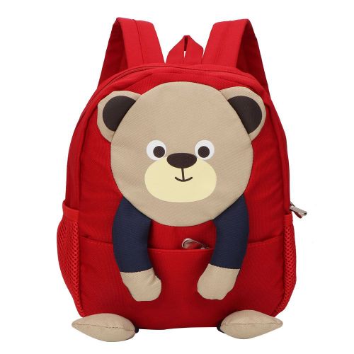 Sac a dos d'ecole tendance et mignon avec motif ours de dessin anime pour enfants (rouge)