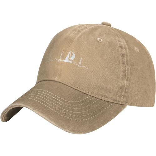 Casquette De Baseball Pour Bateau À Battement De Coeur, Chapeau De Cowboy Réglable Pour Loisirs En Plein Air, Unisexe, Noir