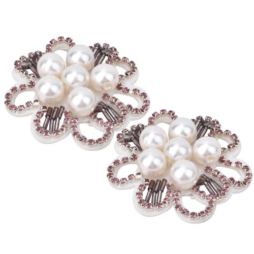 Lot De 2 Patchs A Coudre En Cristal Avec Strass Et Perles, Pour Vetements, Sacs, Chaussures, Accessoires De Decoration, Fleur Fuchsia