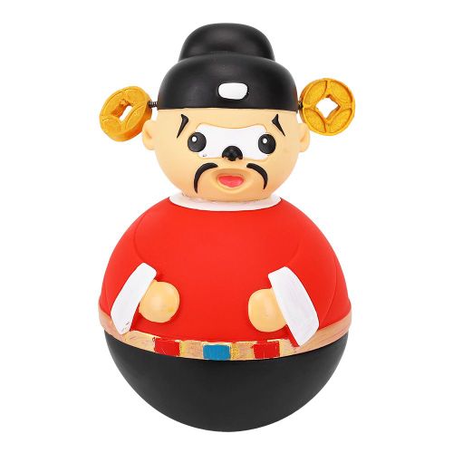 Ornement mignon officier sesame rouge en forme de cochon en forme de cour rose Roly Poly pour enfants, jouet artisanal pour la decoration de la maison (officier sesame rouge)