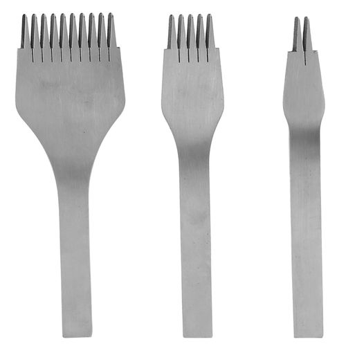 Kit de 3 ciseaux a cuir en acier pour perforer des trous, 2 + 5 + 10 dents, pour bricolage, fabrication artisanale (2,7 mm, 0 a 11 pouces)