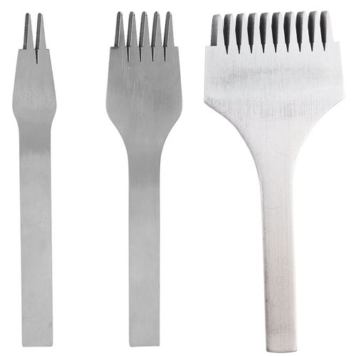 Kit de 3 ciseaux a cuir en acier pour perforer des trous, 2 + 5 + 10 dents, pour bricolage, fabrication artisanale (3,38 mm 0,13 po)