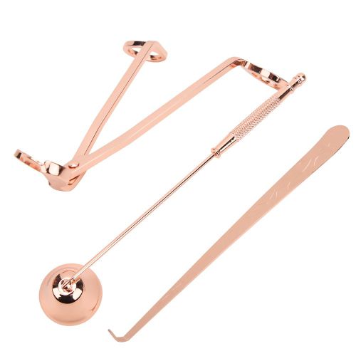 Lot De 3 Ciseaux Coupe-Meche En Acier Inoxydable Pour Bougie, Couvre-Feu, Crochet Pour Meche, Accessoires, Or Rose