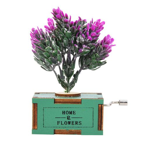 Boite a musique a manivelle, decoration de bureau pour la maison, jouet musical pour enfants, cadeau pour enfants (fleur rose)