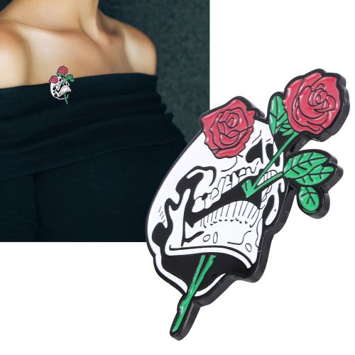 Broche unique en alliage avec tete de mort, chapeau d'ete pour femmes et hommes, goutte d'huile, artisanat, vetements, decoration, accessoires XZ1099