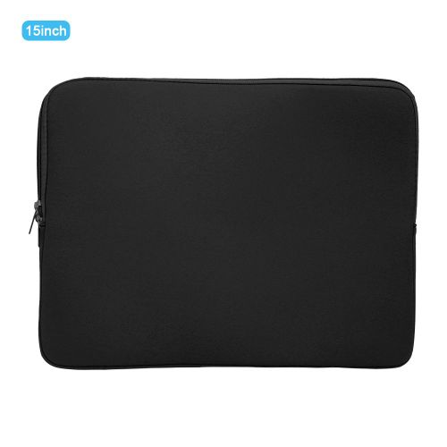 Housse pour ordinateur portable, couleur unie, double fermeture eclair, sac de transport, etui de protection pour ordinateur portable, noir, 15 pouces