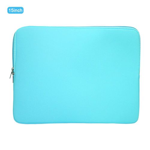 Housse pour ordinateur portable 15 pouces, couleur unie, double fermeture eclair, sac de transport a main, etui de protection pour ordinateur portable, bleu clair