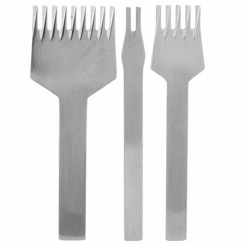 Lot de 3 ciseaux a perforer le cuir de style europeen a 2, 5 et 9 dents (3,38 mm)