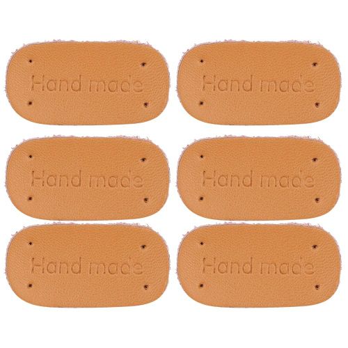 Lot de 6 etiquettes en cuir de vache fendu, faites a la main, pour vetements, sacs, accessoires de decoration