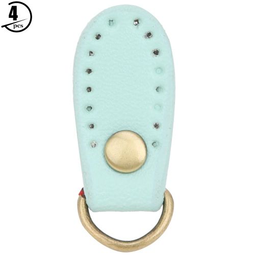Lot De 4 Boucles De Sac En Cuir De Vache Fendu, Faites A La Main, Avec Accessoires En Bronze (Bleu)