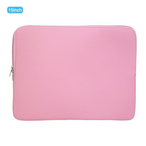 Housse pour ordinateur portable 15 pouces, couleur unie, double fermeture eclair, sac de transport a main, etui de protection pour ordinateur portable, rose clair