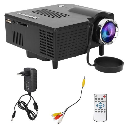 Mini projecteur LED YG260 noir avec haut-parleur integre et interface multifonction pour ordinateur et telephone (110-240 VEU)