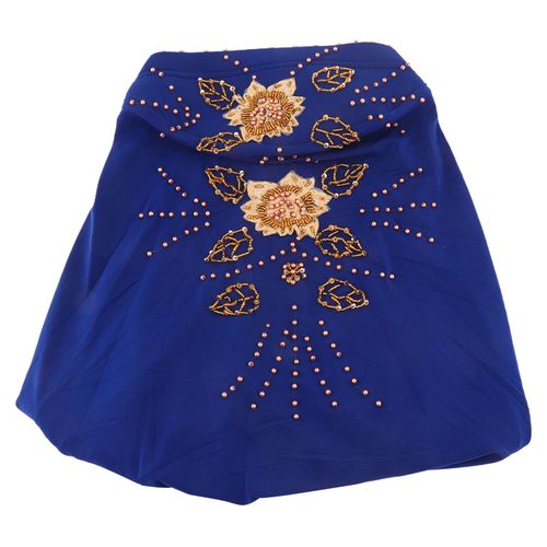 Foulard Musulman Confortable En Soie Glacee Avec Perles, Decoration De Tete, Fournitures Religieuses (Bleu)