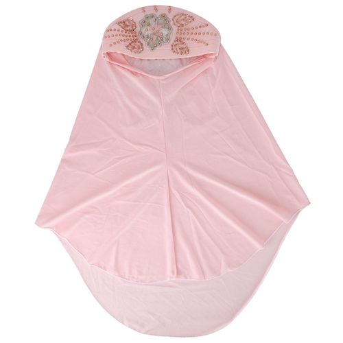 Foulard Musulman Confortable En Soie Glacee Avec Perles, Decoration De Tete, Fournitures Religieuses (Rose Clair)