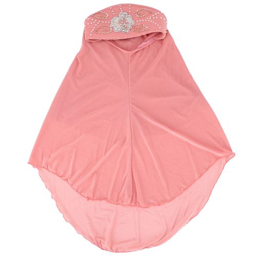 Foulard Musulman Confortable En Soie Glacee Avec Perles, Decoration De Tete, Fournitures Religieuses (Rose Poudre)