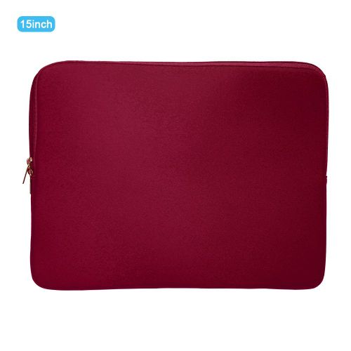 Housse pour ordinateur portable, couleur unie, double fermeture eclair, sac de transport, etui de protection pour ordinateur portable, rouge vin, 15 pouces