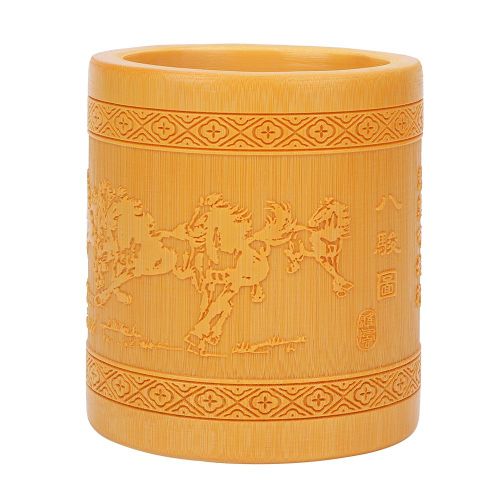 Pot A Crayons Multifonction En Bambou, Organiseur De Bureau Rond Pour Papeterie (Style C)