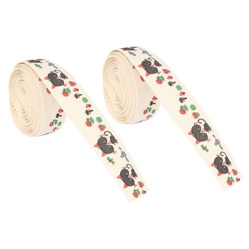 Lot De 2 Rubans En Polyester Et Coton Imprimes, Pour Loisirs Creatifs, Noel, Mariage, Emballage De Cadeaux, Decorations, Type 3