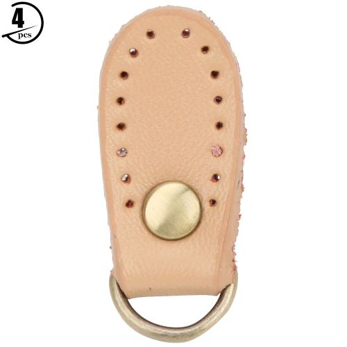 Lot De 4 Boucles De Sac En Cuir De Vache Fendu, Faites A La Main, Avec Accessoires En Bronze (Beige)