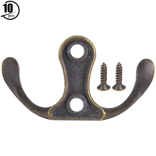 Lot de 10 crochets retro en alliage de zinc, bronze cyan, fixation murale pour vetements