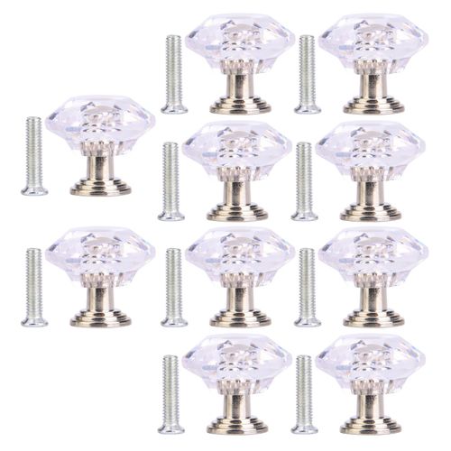 Boutons de porte d'armoire en acrylique en forme de diamant, style europeen, poignees de tiroir en cristal, type C, forme diamant, grande taille