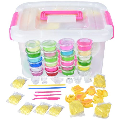 Pate a modeler multicolore en cristal souple pour enfants (S24-1, 24 pieces)